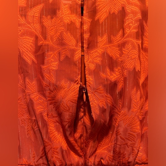 Eliza J Metallic Stripe Floral Jacquard Long Sleeve Chiffon Dress - Picture 8 of 8